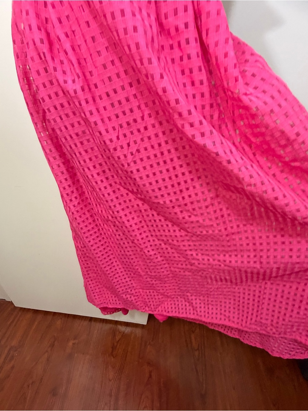 Lulus Definitely Stunning Hot Pink Barbie Core Gingham Burnout Midi Dress NWT M - Picture 11 of 16